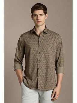 Louis Philippe - Men Brown Slim Fit Print Full Sleeves Casual Shirt