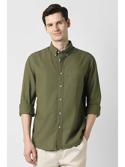 Peter England - Men Olive Slim Fit Solid Shirt