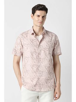 Peter England - Men Pink Slim Fit Print Shirt
