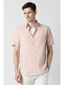 Peter England - Men Peach Slim Fit Print Shirt