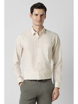 Peter England - Men Cream Nuvo Fit Textured Shirt