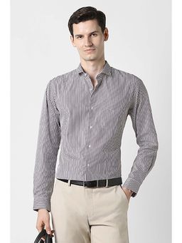 Peter England - Men White Stripes Slim Fit Shirt