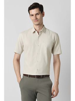 Peter England - Men Beige Textured Nuvo Fit Shirt