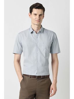 Peter England - Men Grey Nuvo Fit Half Sleeves Shirt