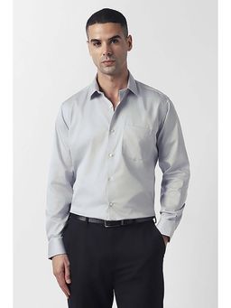 Van Heusen - Men Light Grey Regular Fit Solid Full Sleeves Formal Shirt