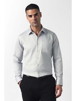 Van Heusen - Men Light Grey Slim Fit Solid Full Sleeves Formal Shirt