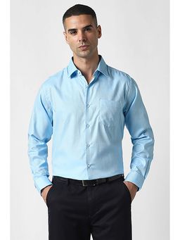 Van Heusen - Men Light Blue Textured Full Sleeves Formal Shirt