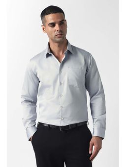 Van Heusen - Men Grey Slim Fit Solid Full Sleeves Formal Shirt