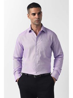 Van Heusen - Men Lavender Slim Fit Textured Full Sleeves Formal Shirt