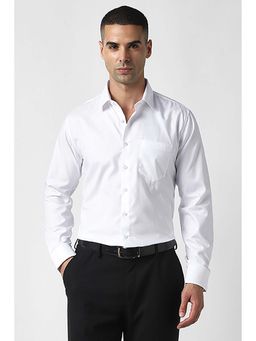 Van Heusen - Men White Slim Fit Textured Full Sleeves Party Shirt