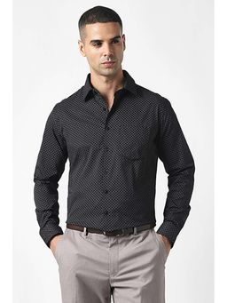 Van Heusen - Men Black Slim Fit Check Full Sleeves Formal Shirt