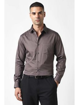 Van Heusen - Men Brown Regular Fit Solid Full Sleeves Formal Shirt