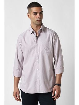 Van Heusen - Men Lavender Slim Fit Solid Full Sleeves Casual Shirt