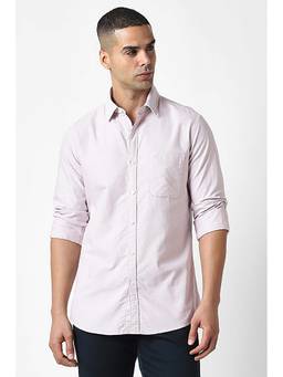 Van Heusen - Men Pink Slim Fit Solid Full Sleeves Casual Shirt