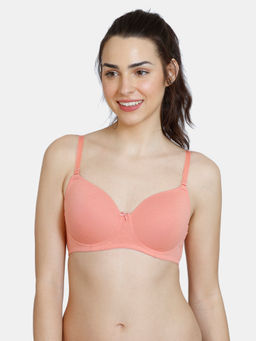 Zivame - Padded Non Wired 3/4th Coverage T-Shirt Bra - Terra Cotta