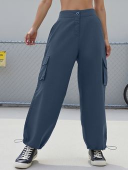 Bewakoof - Women's Blue Baggy Oversized Cargo Parachute Pants