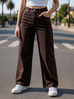 Bewakoof - Women's Brown Baggy Wide Leg Jeans