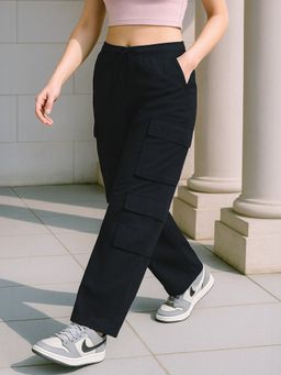 Bewakoof - Women's Black Baggy Oversized Cargo Parachute Pants