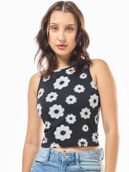 Bewakoof - Women's Black & White All Over Printed Oversized Short Top