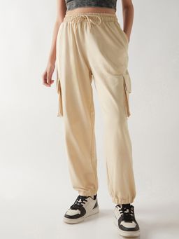 Bewakoof - Air 1.0 Women's Beige Super Loose Fit Cargo Joggers