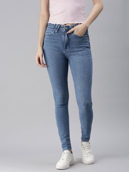 SHOWOFF - Women's Clean Look Blue Slim Fit Denim Jeans