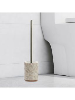 OBSESSIONS - Polyresin Toilet Brush with Holder, Light Brown & Beige