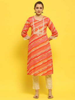Shree - Poly Viscose Beige Embroidered Kurta