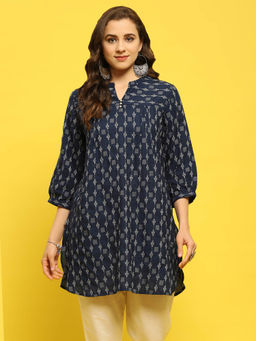 Shree - Cotton Indigo Yarn Dyed Printed Kurti