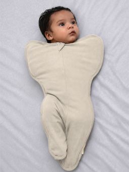 Cocoon Care - Beige Knitted Bamboo Cotton Solid Arms Up Sleeping Pod for Baby