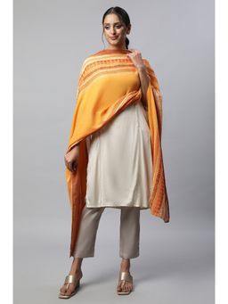 Aurelia - Yellow Cotton Dobby Print Dupatta