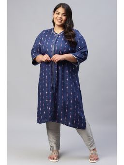 Aurelia - Blue Floral Print Ethnic Kurta with Sequins