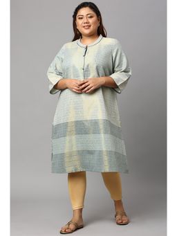 Aurelia - Blue Surf Spray Dobby Straight Plus Size Kurta