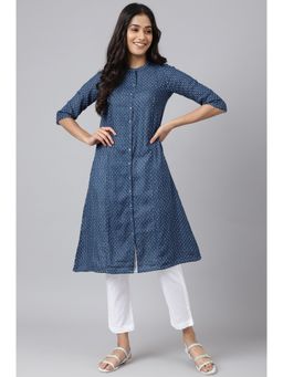 Aurelia - Navy Blue Yarn Dyed Reversible Plus Size Kurta