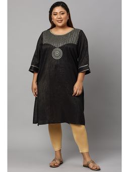 Aurelia - Black Classic Gold Zari Woven Plus Size Kurta