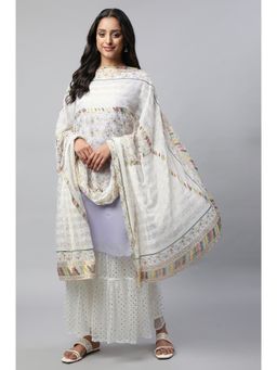 Aurelia - White Printed Chiffon Dupatta