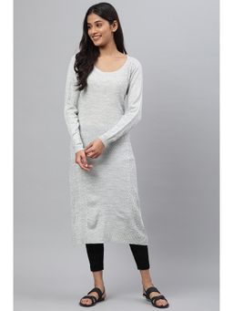 Aurelia - Grey Knitted Acrylic Plus Size Kurta