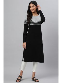 Aurelia - Black Colorblock Winter Plus Size Kurta