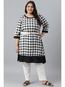 Aurelia - Black Checks Dobby Plus Size Kurta with Belt (Set of 2)