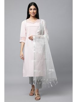 Aurelia - Pink Sequined Lurex Stripes Kurta