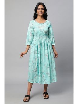 Aurelia - Blue A Line Printed Dress
