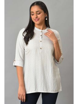 Aurelia - White Checks Printed Woven Plus Size Kurti