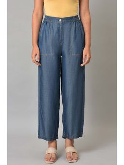 Aurelia - Navy Blue Plus Size Denim Narrow Pant