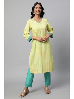 Aurelia - Yellow Printed Summer Kurta (Set of 2)
