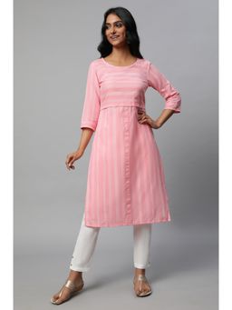 Aurelia - Pink Stripes Print Cotton Kurta (Set of 2)