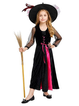 Little Surprise Box - Black And Pink Witch, Kids Halloween Costume Fancy Dress Up