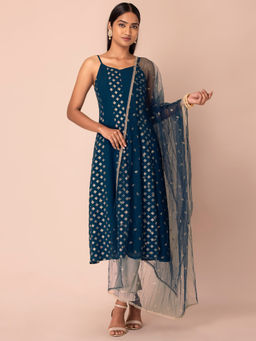 Indya - Teal Foil Mesh Dupatta