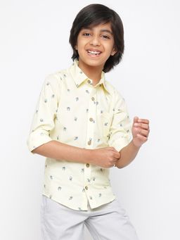 Tales & Stories - Boys Yellow Cotton Printed Shirt