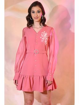 Ombrello - Bubble-Gum Pink Embroidered Dress