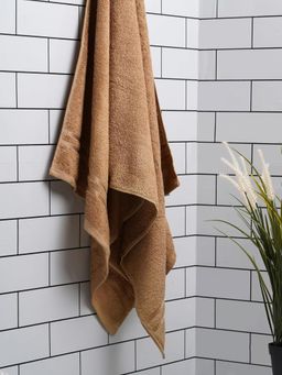 Welspun - Quik Dry 380 Gsm Brown Dobby Weave Plain Hight Absorbent Bath Towel (L)