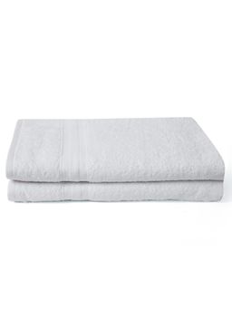 Layers - Aqua Plush 450 Gsm White Bath Towel (Pack Of 2) (L)